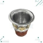 Mate Iron Doble Capa Acero Cuero Carpincho Color Marron (8x10cm aprox) - Imagen 2