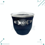 Mate de Vidrio Forrado en Cuero Simil Carpincho y Cinto (Color Negro)