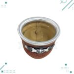Mate de Vidrio Forrado en Cuero Simil Carpincho y Cinto (Color Marron) - Imagen 4