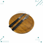 Porta Set Asado Cuero Color Marron (Plato de Madera, Tenedor, Cuchillo) - Imagen 3