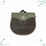 Porta Set Asado Cuero Carpincho Color Verde (Plato de Madera, Tenedor, Cuchillo) - Imagen 5