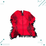 Poncho Argentino Con Hilo, Color rojo diseño guardapampa negro 140x180 - Imagen 5