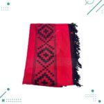 Poncho Argentino Con Hilo, Color rojo diseño guardapampa negro 140x180 - Imagen 3