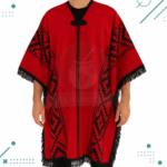 Poncho Argentino Con Hilo, Color rojo diseño guardapampa negro 140x180