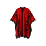 Poncho Argentino Con Hilo, Color rojo diseño guardapampa negro 140x180