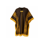 Poncho Argentino Con Hilo, Color Marron diseño Guarda Pampa Color Amarillo140x180