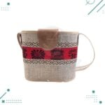 BOLSO MEDIA CANASTA ARPILLERA CON GUARDA Y DISEÑOS SIMBOLICOS  COLOR BEIGE