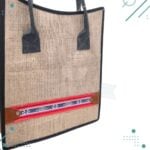 Bolso Canasta Matera Arpillera Y Cuero Con Guarda - Imagen 3