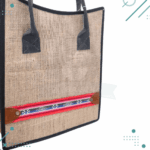 Bolso Canasta Matera Arpillera Y Cuero Con Guarda - Imagen 3