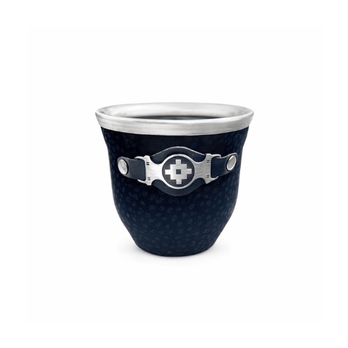 web - 2026-03-08T192042.094 Mate de Vidrio Forrado en Cuero Simil Carpincho y Cinto (Color Negro) - Imagen 1