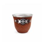 Mate de Vidrio Forrado en Cuero Simil Carpincho y Cinto (Color Marron)