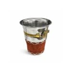Mate Iron Doble Capa Acero Cuero Carpincho Color Marron (8x10cm aprox)