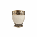 Mate Imperial Cuero Croco Con Virola Y Base De Alpaca Color Blanco