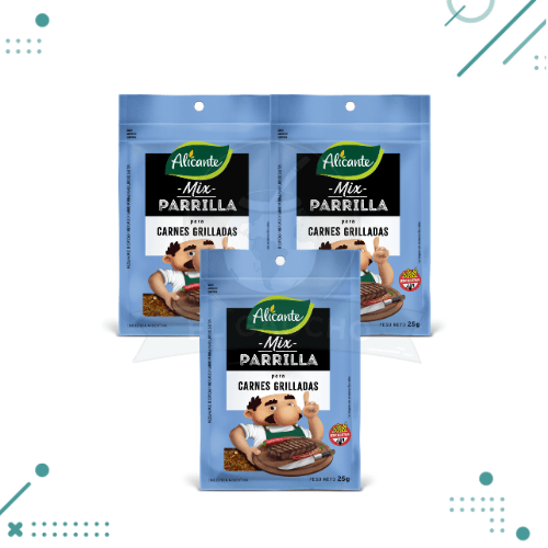 Diseño sin título - 2025-08-19T170402.781 Alicante Mix Parrilla, Carnes Grilladas x25g (Pack x3un) (75g) - Imagen 1