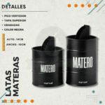 Latas MATERO Yerbera-Azucarera Color Negro - Imagen 2