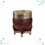 Mate Imperial Cuero Croco Exclusivo Botitas Con Virola CINCELADA de Alpaca, Color MARRON