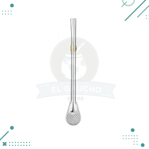 Diseño sin título - 2025-09-10T163408.323 Bombilla Extra Curva Fina Acero Pala Cuchara con Dije Dorado (18cm) - Imagen 1