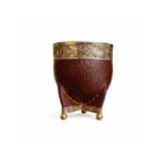 Mate Imperial Cuero Croco Exclusivo, Base Bolitas, Con Virola de Alpaca, Color MARRON
