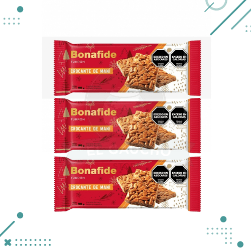 Diseño sin título - 2025-10-10T095005.298 Turron Crocante De Mani Bonafide 90gr (Pack x3un.) 270gr - Imagen 1