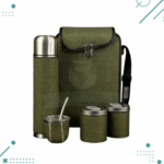 Set Matero Completo Arpillera Color Verde (Matera, Yerbera, Azucarera y Mate)