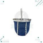 Set Matero Completo Arpillera Color Azul (Matera, Yerbera, Azucarera y Mate) - Imagen 7