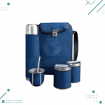 Set Matero Completo Arpillera Color Azul (Matera, Yerbera, Azucarera y Mate)