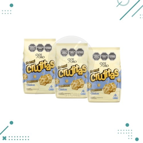 Diseño sin título (37) Galletitas 9 De Oro CRUJITAS Sabor Clasico 120gr (Pack x3un.) 360gr - Imagen 1