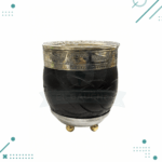 Mate Roma Cincelado Alpaca Tallado Base Bolitas Color Negro (10x10cm aprox.)