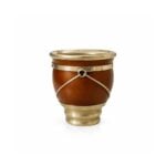 Mate Calabaza Cincelado Con Base Alpaca Doble Fleje (9x9cm aprox.)
