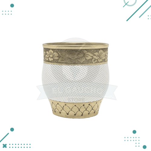 Diseño sin título - 2025-11-27T145000.431 Mate Roma Calabaza y Alpaca, Cuero Blanco (10x10cm aprox.) - Imagen 1