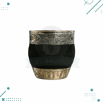 Mate Roma Calabaza y Alpaza, Cuero Gamuzado Color Negro (10x10cm aprox.)