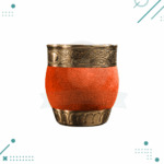 Mate Roma Calabaza y Alpaza, Cuero Gamuzado Naranja (10x10cm aprox.)