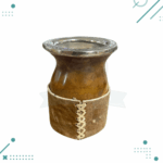 Mate Criollo Calabaza con Virola de Alpaca Cincelada + Base de Cuero (10x10cm aprox.) - Imagen 2