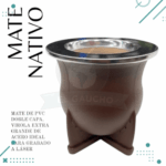 Mate Camionero Nativo, Termico de Pvc con Virola de Acero COLOR MARRON (10x10cm aprox.) - Imagen 5