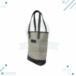Bolso Matero Premium, Cuero y Arpillera, con Broche y Division (Color Gris) - Imagen 5