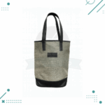 Bolso Matero Premium, Cuero y Arpillera, con Broche y Division (Color Gris)