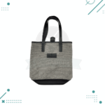 Bolso Matero Premium, Cuero y Arpillera, con Broche y Division (Color Gris) - Imagen 3