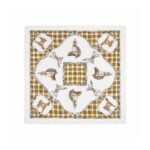 Pañuelo Fratello para Cuello (Diseño Blanco y Beige, 4 Caballos)