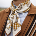 Pañuelo Fratello para Cuello (Diseño Blanco y Beige, 4 Caballos) - Imagen 2