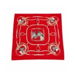 Pañuelo Fratello para Cuello (Diseño Color Rojo, Caballos y Herraduras)