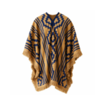 Poncho Calidad PREMIUM Argentino Con Hilo, Color Azul Y Diseño Tradicional Color Beige 140x180