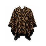 Poncho Calidad PREMIUM Argentino Con Hilo, Color Negro Y Diseño Tradicional Color Beige