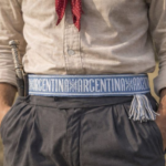 Faja Gaucho - Cinto N°6 (Aprox 3mts) Diseño Argentina Blanco (Color Celeste) - Imagen 3