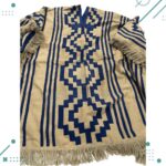 Poncho Calidad PREMIUM Argentino Con Hilo, Color Azul Y Diseño Tradicional Color Beige 140x180 - Imagen 3
