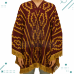 Poncho Calidad PREMIUM Argentino Con Hilo, Color Bordo Y Diseño Tradicional Color Beige