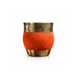 Mate Roma Calabaza y Alpaza, Cuero Gamuzado Naranja (10x10cm aprox.)