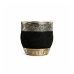 Mate Roma Calabaza y Alpaza, Cuero Gamuzado Color Negro (10x10cm aprox.)
