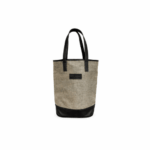 Bolso Matero Premium, Cuero y Arpillera, con Broche y Division (Color Gris)