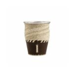 Mate Camionero Calabaza, Trenzado y Cuero Color Negro (10x10cm aprox.)