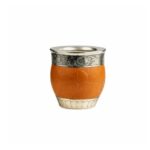 Mate Roma Calabaza , Alpaca Cuero Tallado (Color SUELA)